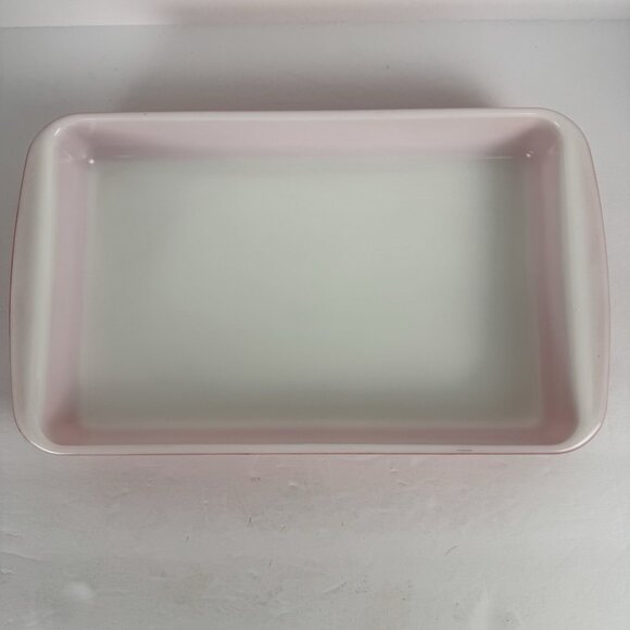 Pyrex Vintage Flamingo Pink 2 Qt. Casserole Dish 232 Baking Pan USA White MCM 50 - Picture 6 of 13